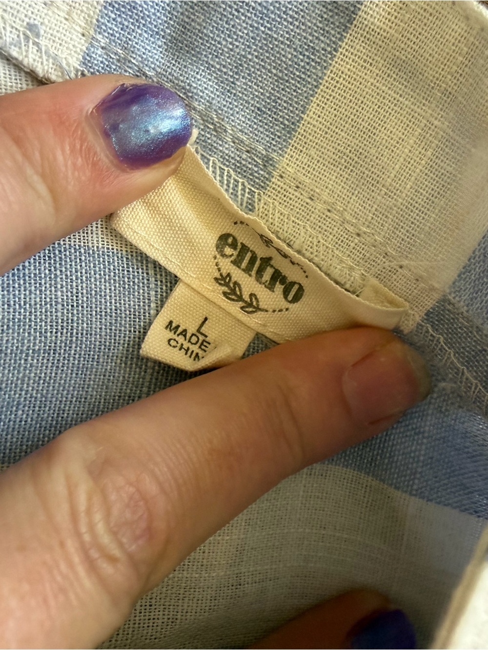 Blue and White Striped Off-Shoulder Top - Picture 3 of 6
